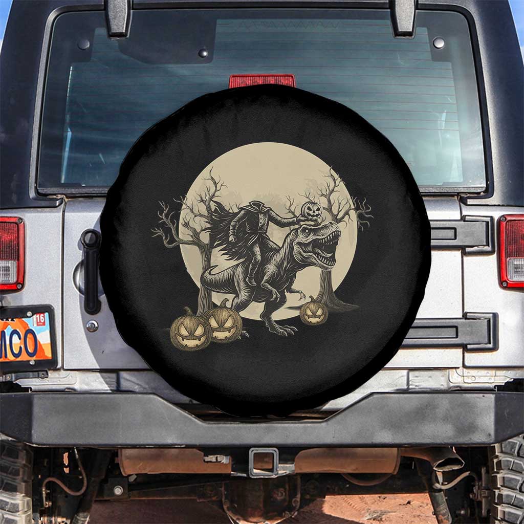 Funny Halloween Gift Spare Tire Cover Headless Horseman Riding A Dino TS12 No hole Black Print Your Wear