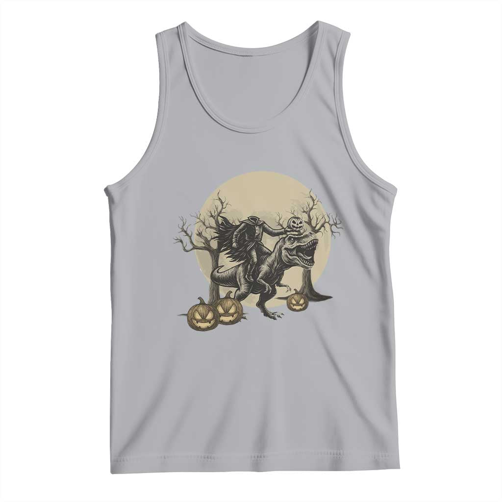 Funny Halloween Gift Tank Top Headless Horseman Riding A Dino TS12 Athletic Heather Print Your Wear