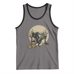 Funny Halloween Gift Tank Top Headless Horseman Riding A Dino TS12 Deep Heather Black Print Your Wear