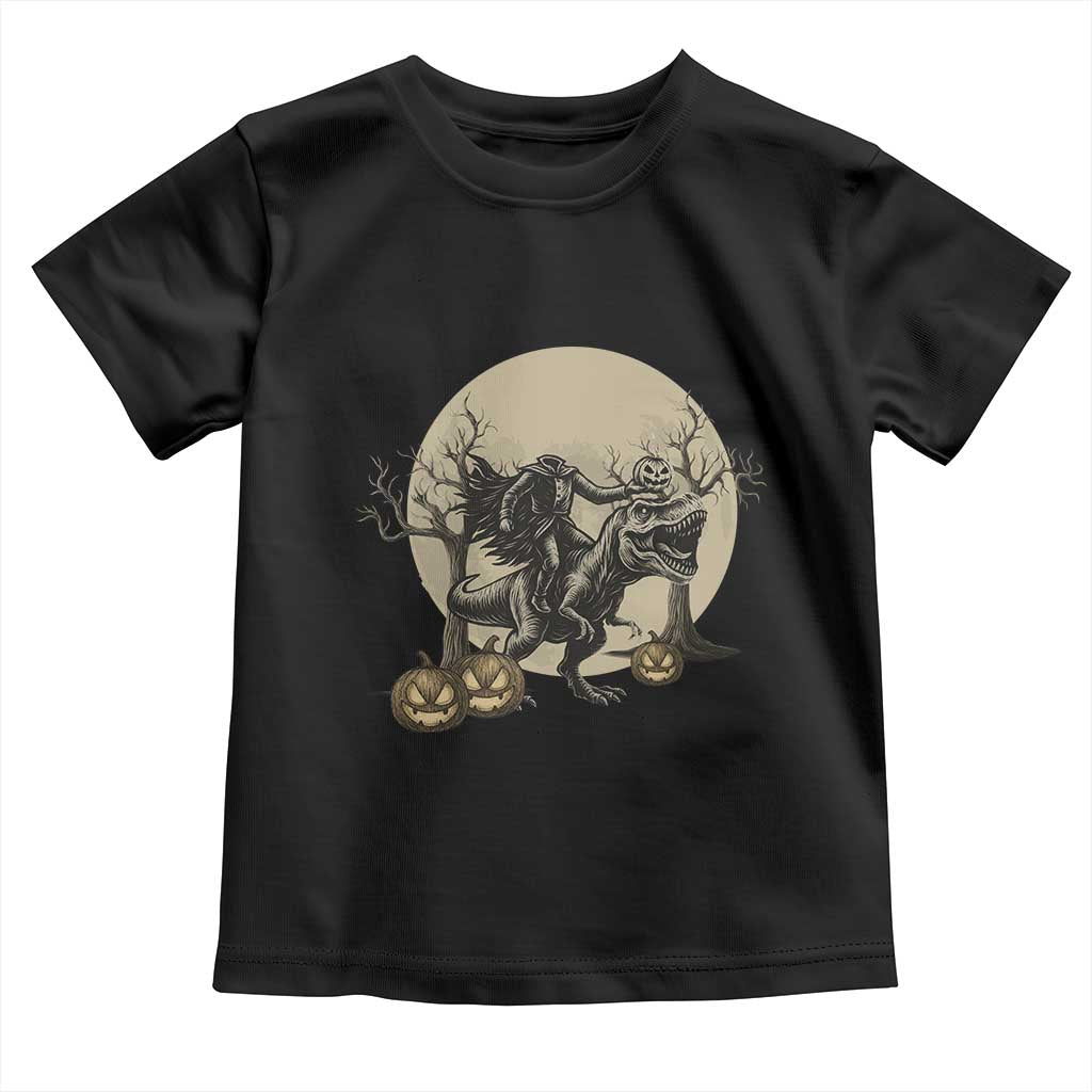 Funny Halloween Gift Toddler T Shirt Headless Horseman Riding A Dino TS12 Black Print Your Wear