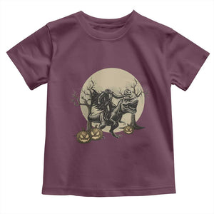 Funny Halloween Gift Toddler T Shirt Headless Horseman Riding A Dino TS12 Maroon Print Your Wear