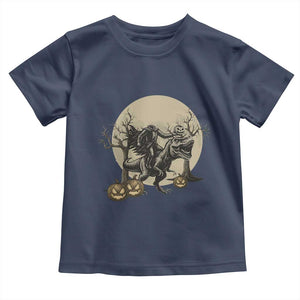 Funny Halloween Gift Toddler T Shirt Headless Horseman Riding A Dino TS12 Navy Print Your Wear