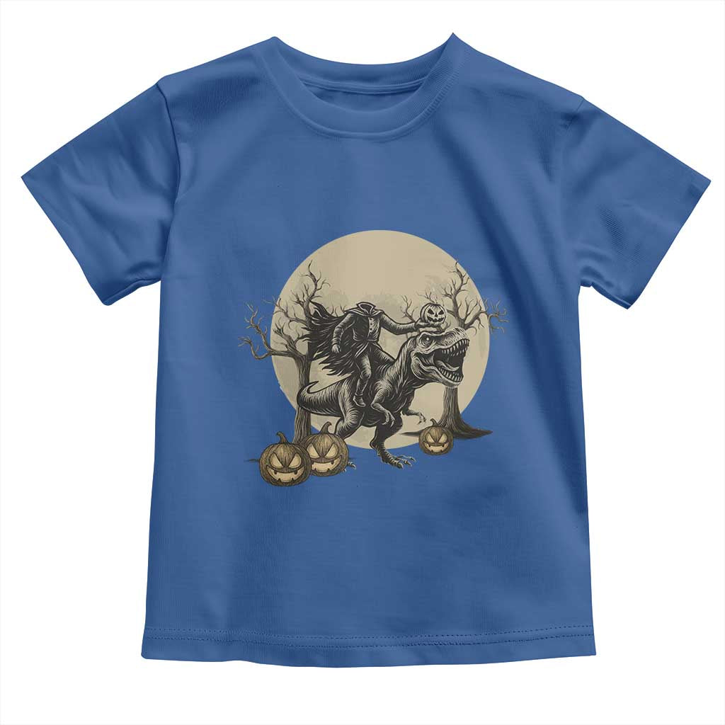 Funny Halloween Gift Toddler T Shirt Headless Horseman Riding A Dino TS12 Royal Blue Print Your Wear