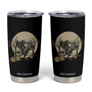 Funny Halloween Gift Tumbler Cup Headless Horseman Riding A Dino TS12 Black Print Your Wear