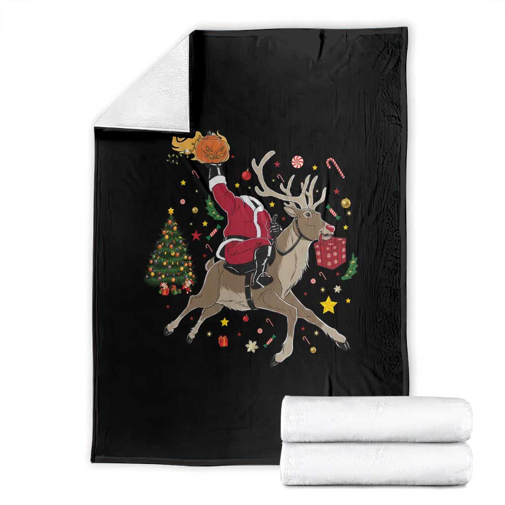 Funny Santa Headless Horseman Throw Blanket Christmas Halloween Gift TS12 Black Print Your Wear