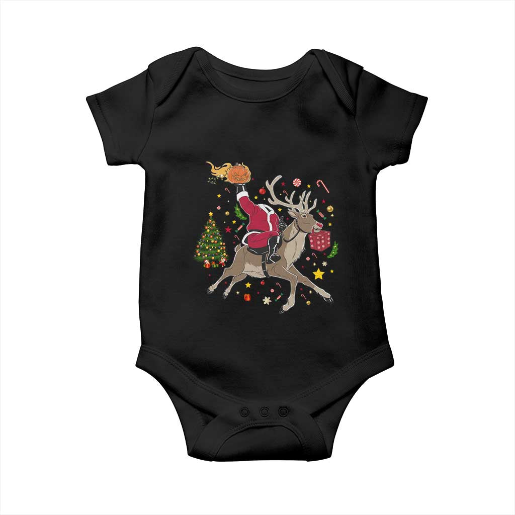 Funny Santa Headless Horseman Baby Onesie Christmas Halloween Gift TS12 Black Print Your Wear
