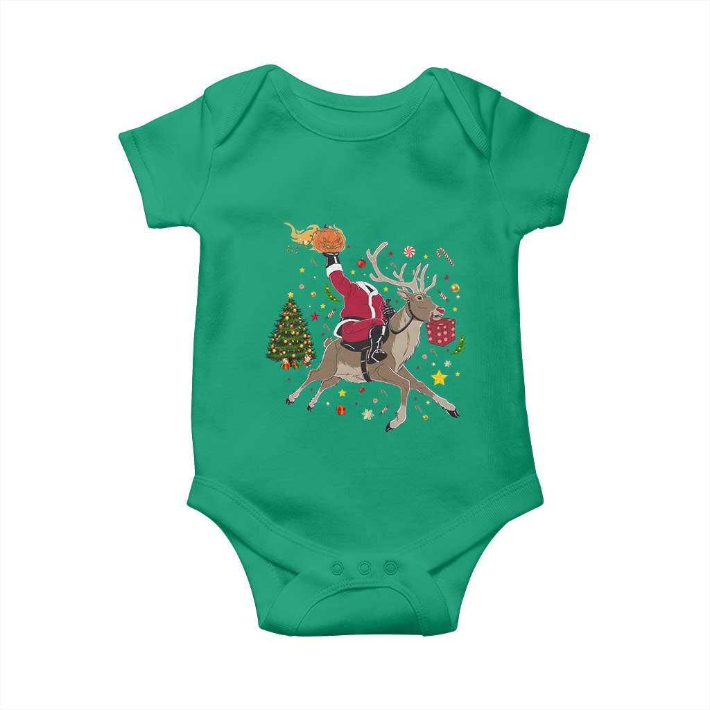 Funny Santa Headless Horseman Baby Onesie Christmas Halloween Gift TS12 Irish Green Print Your Wear