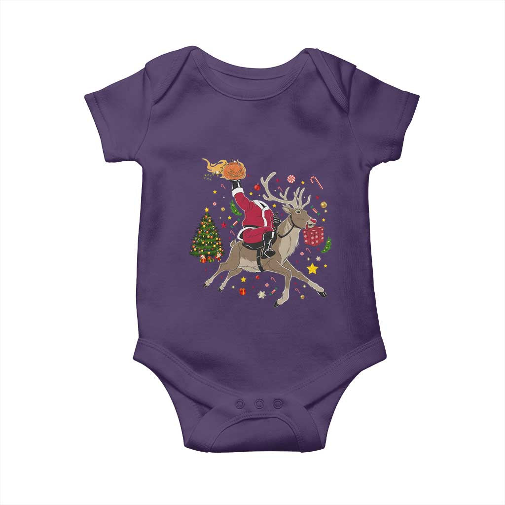 Funny Santa Headless Horseman Baby Onesie Christmas Halloween Gift TS12 Purple Print Your Wear