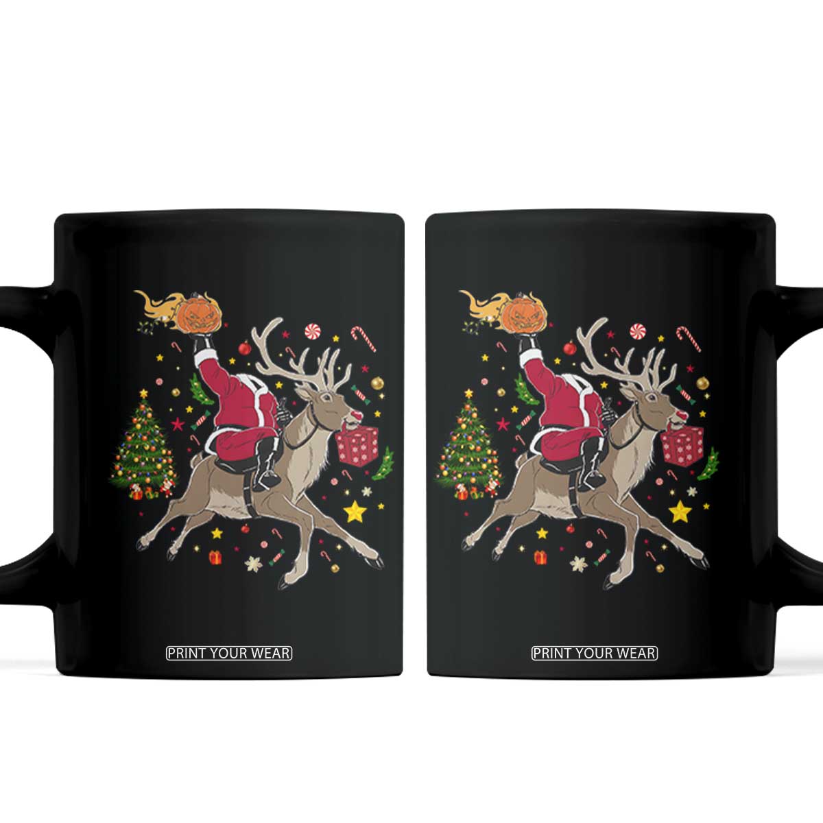 Funny Santa Headless Horseman Coffee Mug Christmas Halloween Gift TS12 Black Print Your Wear