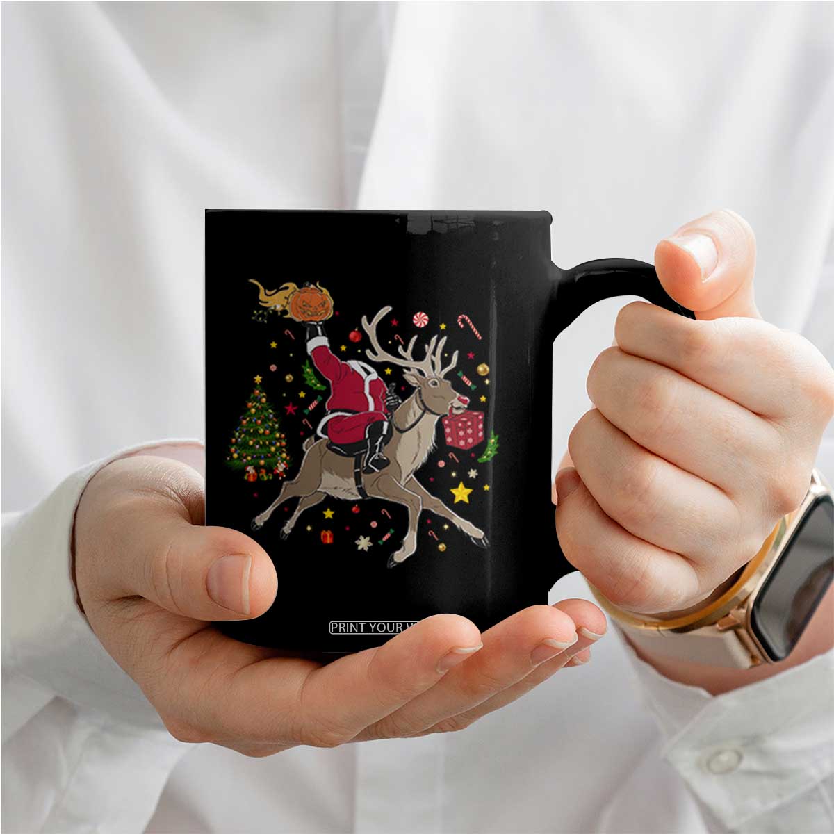 Funny Santa Headless Horseman Coffee Mug Christmas Halloween Gift TS12 Print Your Wear