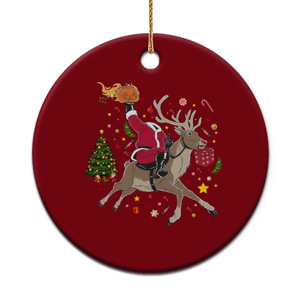 Funny Santa Headless Horseman Ceramic Ornament Xmas Halloween Gift TS12 1pc Red Print Your Wear