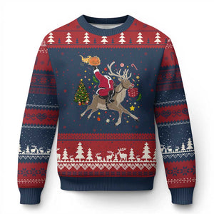 Funny Santa Headless Horseman Ugly Christmas Sweater Christmas Halloween Gift TS12 Navy Red Print Your Wear