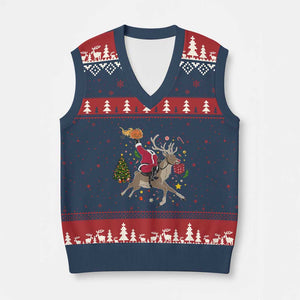 Funny Santa Headless Horseman V-Neck Knit Sweater Vest Xmas Halloween Gift TS12 Navy Red Print Your Wear