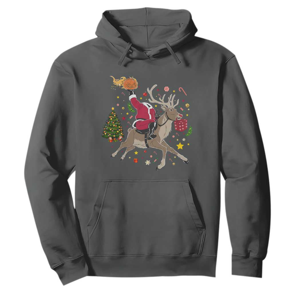 Funny Santa Headless Horseman Hoodie Christmas Halloween Gift TS12 Dark Heather Print Your Wear