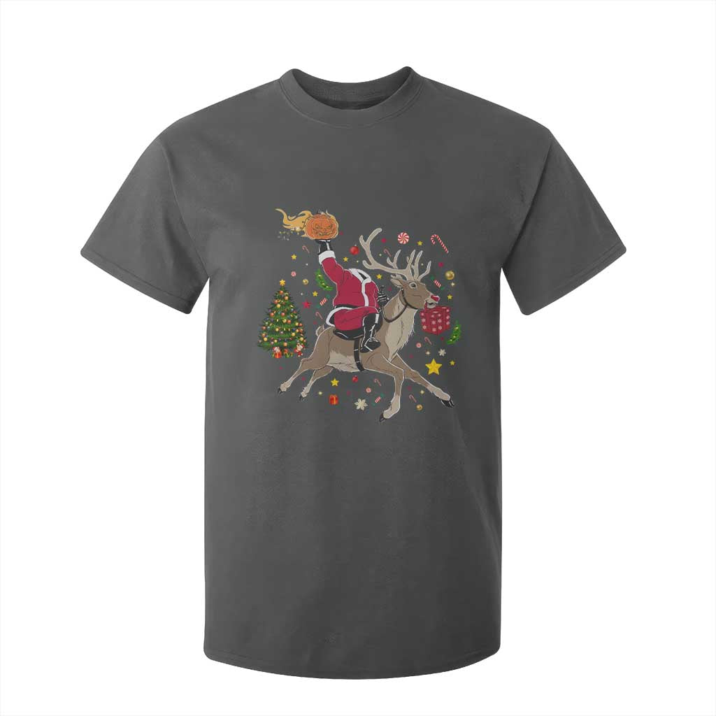 Funny Santa Headless Horseman T Shirt For Kid Christmas Halloween Gift TS12 Dark Heather Print Your Wear
