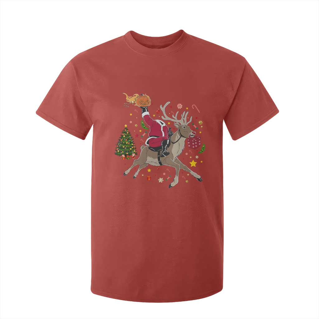 Funny Santa Headless Horseman T Shirt For Kid Christmas Halloween Gift TS12 Red Print Your Wear
