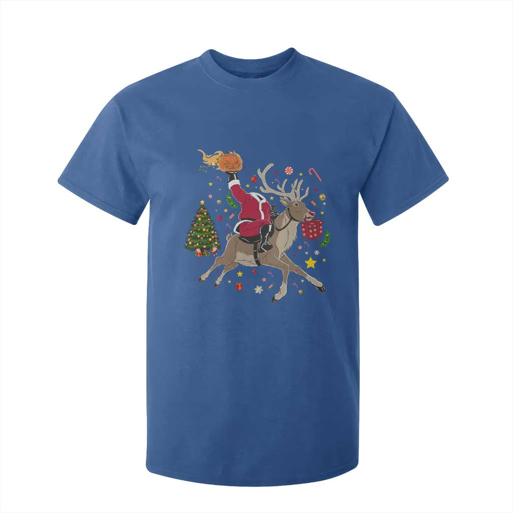 Funny Santa Headless Horseman T Shirt For Kid Christmas Halloween Gift TS12 Royal Blue Print Your Wear