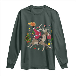 Funny Santa Headless Horseman Long Sleeve Shirt Christmas Halloween Gift TS12 Dark Forest Green Print Your Wear