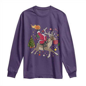 Funny Santa Headless Horseman Long Sleeve Shirt Christmas Halloween Gift TS12 Purple Print Your Wear