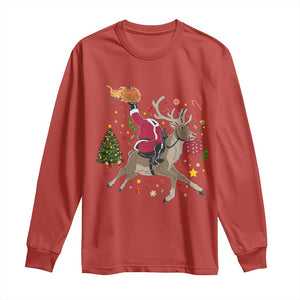 Funny Santa Headless Horseman Long Sleeve Shirt Christmas Halloween Gift TS12 Red Print Your Wear
