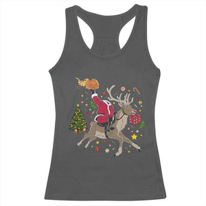 Funny Santa Headless Horseman Racerback Tank Top Christmas Halloween Gift TS12 Dark Heather Print Your Wear