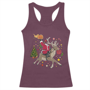 Funny Santa Headless Horseman Racerback Tank Top Christmas Halloween Gift TS12 Maroon Print Your Wear