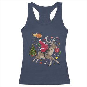 Funny Santa Headless Horseman Racerback Tank Top Christmas Halloween Gift TS12 Navy Print Your Wear