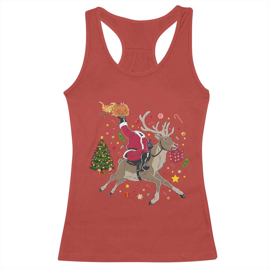 Funny Santa Headless Horseman Racerback Tank Top Christmas Halloween Gift TS12 Red Print Your Wear
