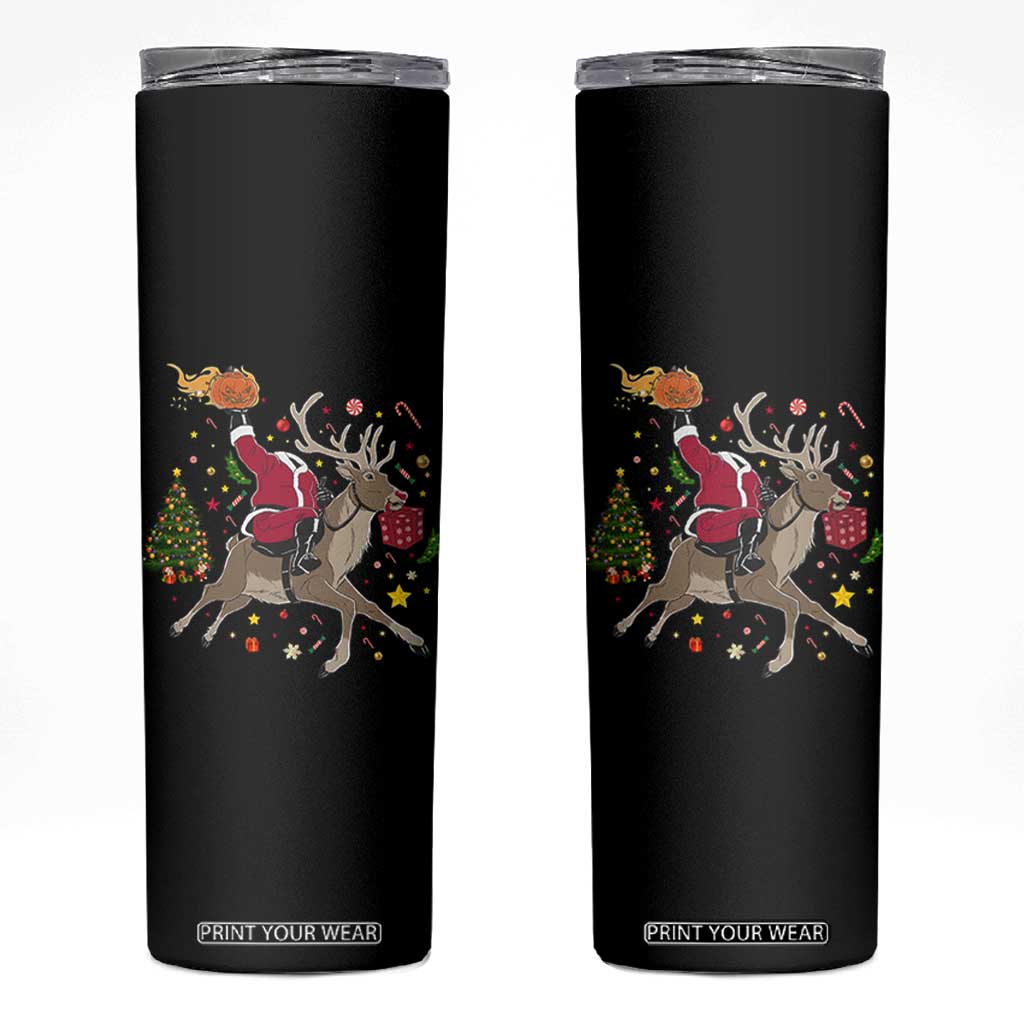 Funny Santa Headless Horseman Skinny Tumbler Christmas Halloween Gift TS12 Black Print Your Wear