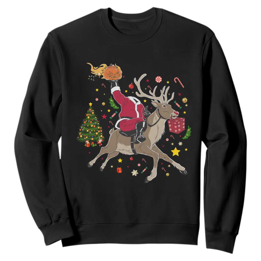 Funny Santa Headless Horseman Sweatshirt Christmas Halloween Gift TS12 Black Print Your Wear