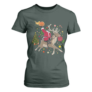 Funny Santa Headless Horseman T Shirt For Women Christmas Halloween Gift TS12 Dark Forest Green Print Your Wear