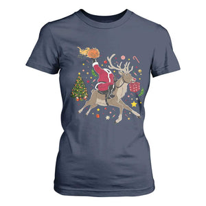 Funny Santa Headless Horseman T Shirt For Women Christmas Halloween Gift TS12 Navy Print Your Wear
