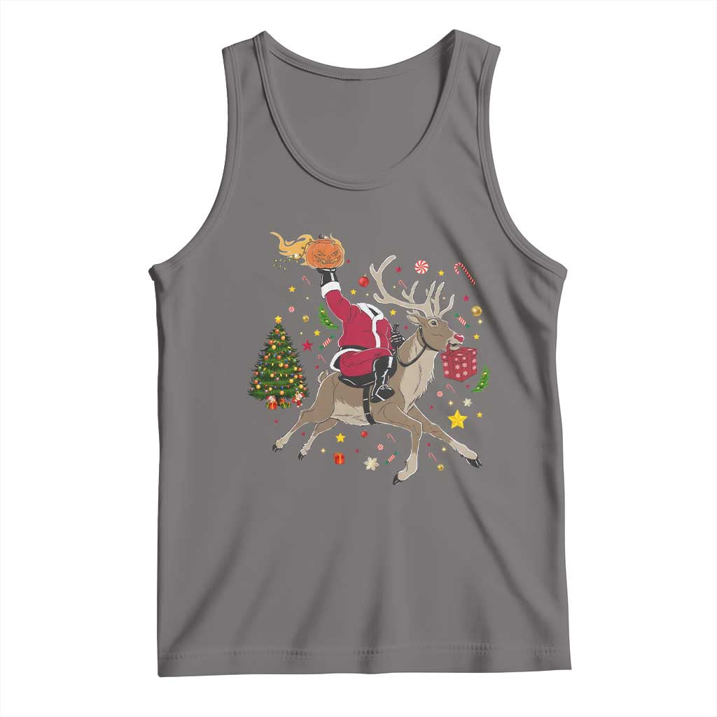 Funny Santa Headless Horseman Tank Top Christmas Halloween Gift TS12 Deep Heather Print Your Wear