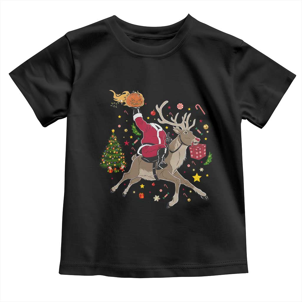 Funny Santa Headless Horseman Toddler T Shirt Christmas Halloween Gift TS12 Black Print Your Wear