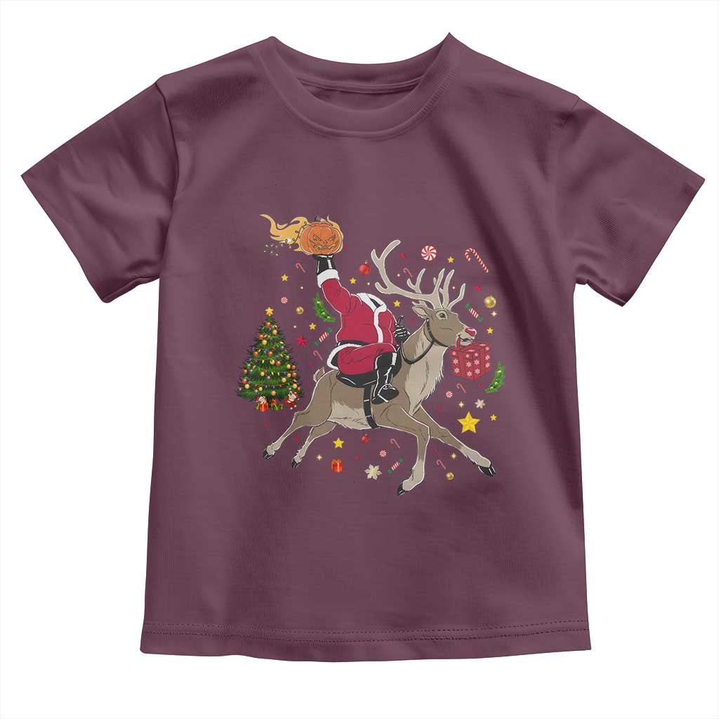 Funny Santa Headless Horseman Toddler T Shirt Christmas Halloween Gift TS12 Maroon Print Your Wear