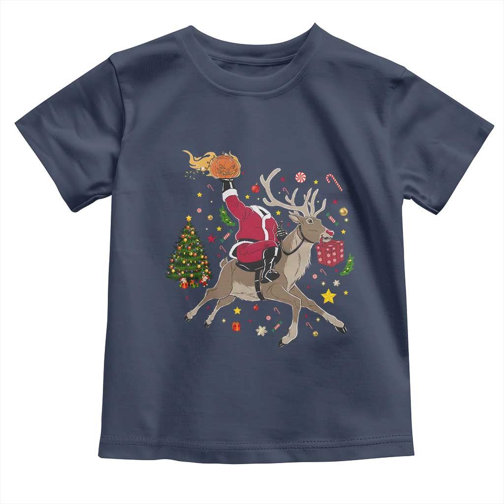 Funny Santa Headless Horseman Toddler T Shirt Christmas Halloween Gift TS12 Navy Print Your Wear