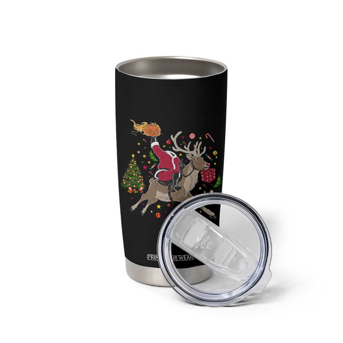 Funny Santa Headless Horseman Tumbler Cup Christmas Halloween Gift TS12 Print Your Wear