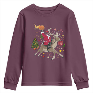 Funny Santa Headless Horseman Youth Sweatshirt Christmas Halloween Gift TS12 Maroon Print Your Wear