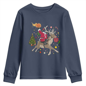 Funny Santa Headless Horseman Youth Sweatshirt Christmas Halloween Gift TS12 Navy Print Your Wear