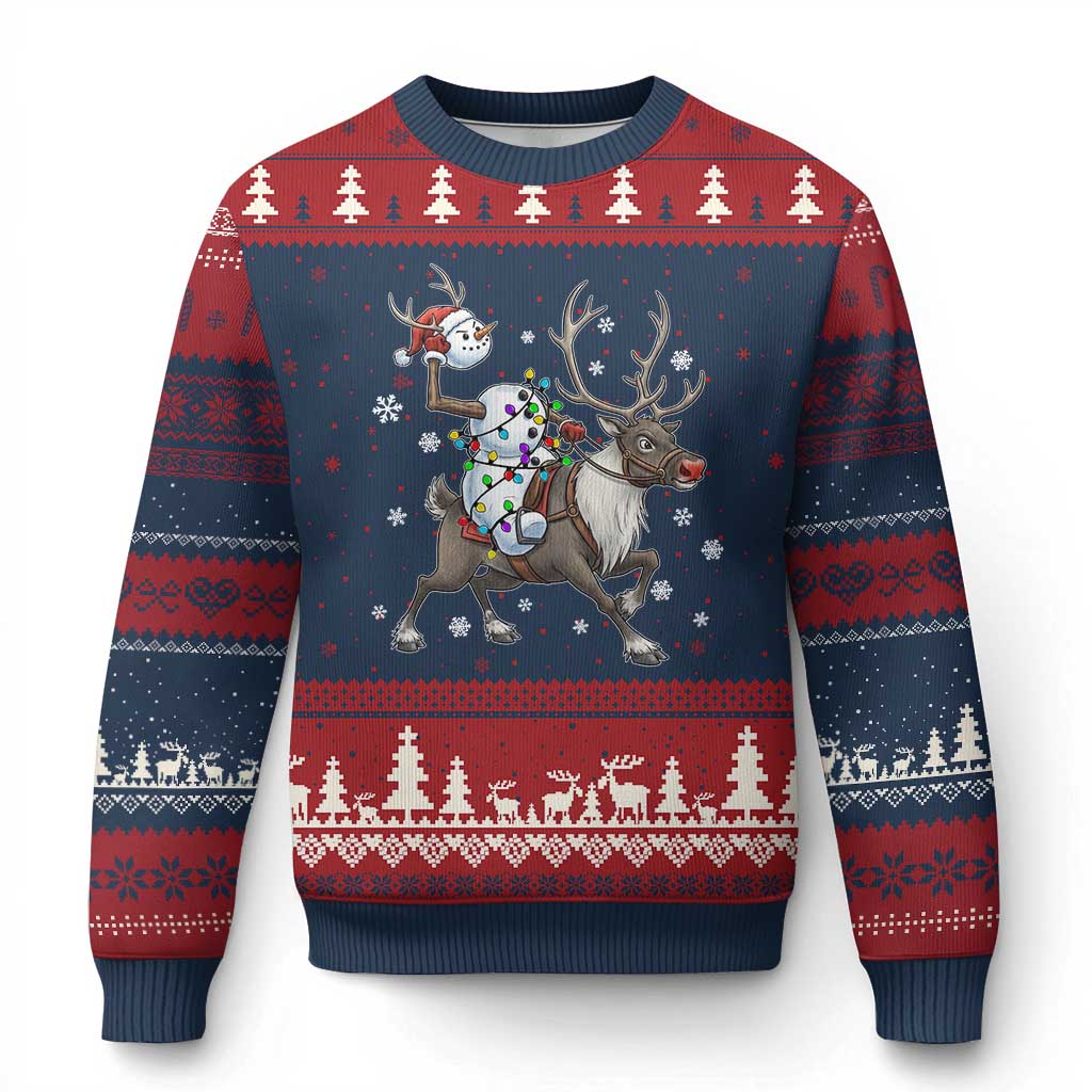 Funny Snowman Headless Horseman Ugly Christmas Sweater Christmas Halloween Gift TS12 Navy Red Print Your Wear
