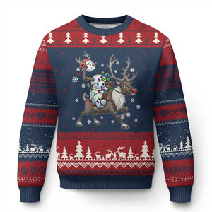 Funny Snowman Headless Horseman Ugly Christmas Sweater Christmas Halloween Gift TS12 Navy Red Print Your Wear