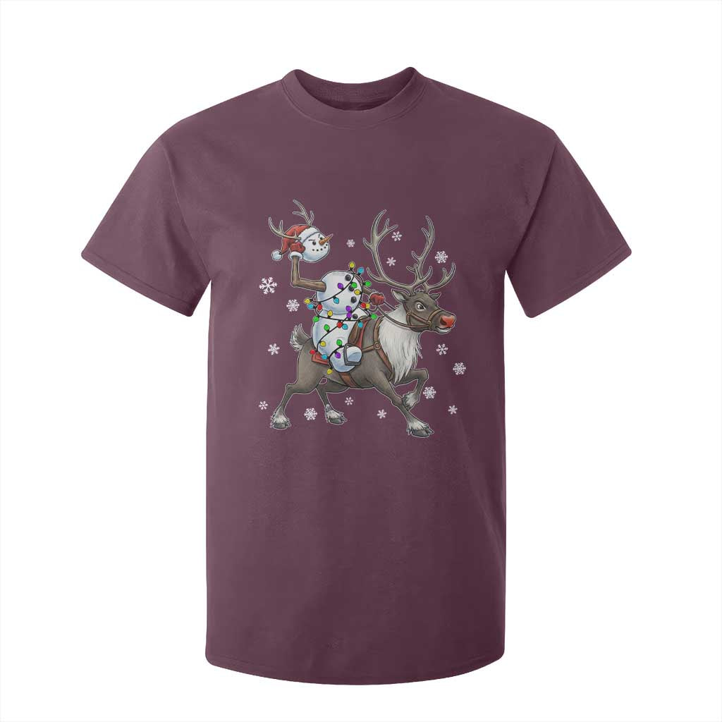 Funny Snowman Headless Horseman T Shirt For Kid Christmas Halloween Gift TS12 Maroon Print Your Wear