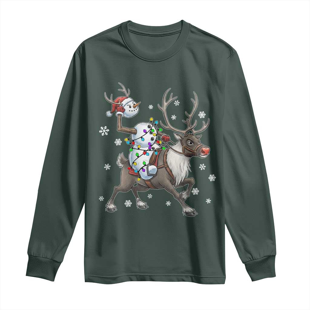 Funny Snowman Headless Horseman Long Sleeve Shirt Christmas Halloween Gift TS12 Dark Forest Green Print Your Wear