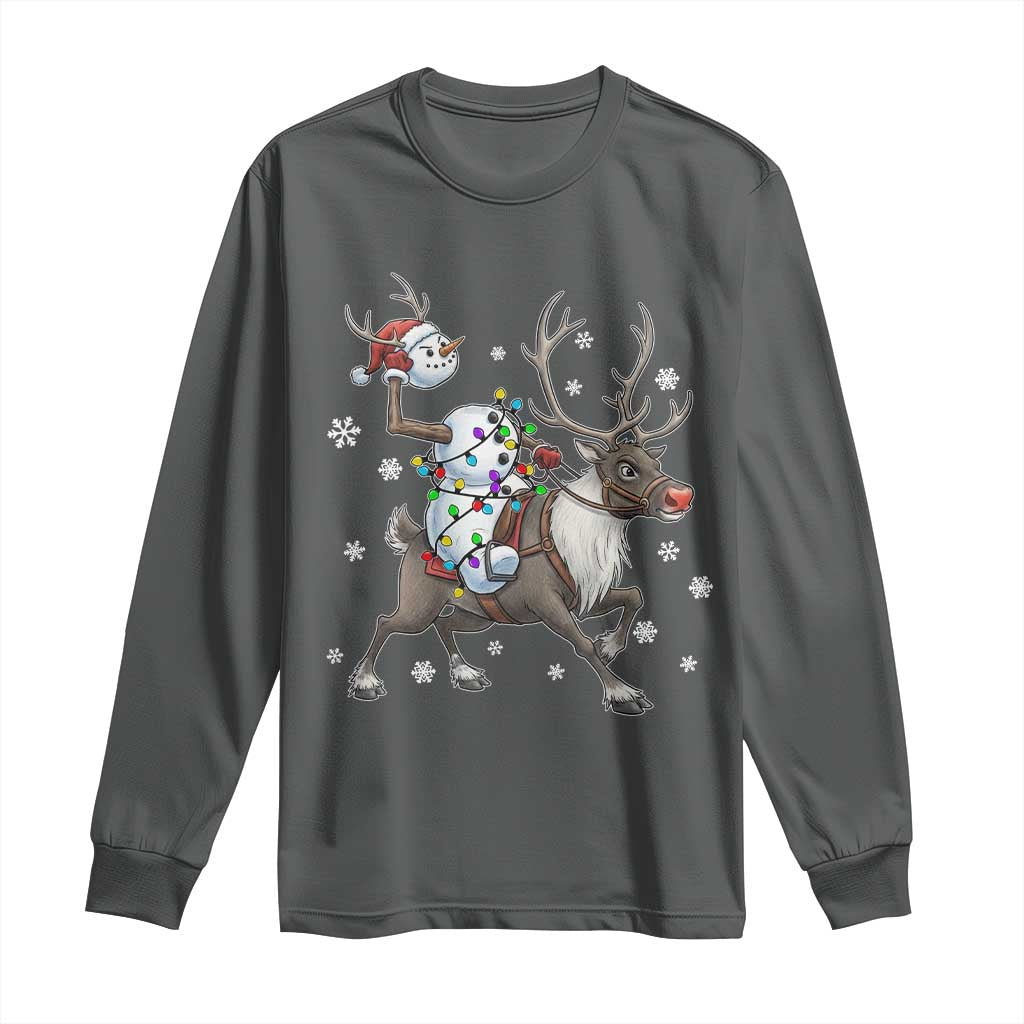Funny Snowman Headless Horseman Long Sleeve Shirt Christmas Halloween Gift TS12 Dark Heather Print Your Wear
