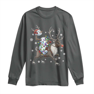 Funny Snowman Headless Horseman Long Sleeve Shirt Christmas Halloween Gift TS12 Dark Heather Print Your Wear