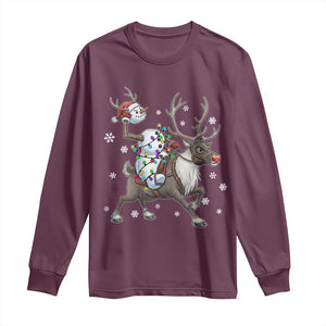 Funny Snowman Headless Horseman Long Sleeve Shirt Christmas Halloween Gift TS12 Maroon Print Your Wear
