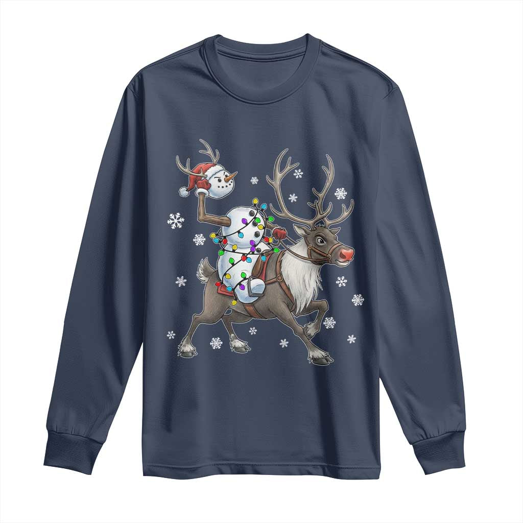 Funny Snowman Headless Horseman Long Sleeve Shirt Christmas Halloween Gift TS12 Navy Print Your Wear
