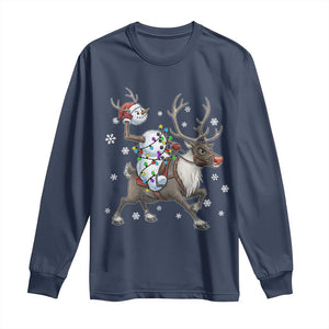 Funny Snowman Headless Horseman Long Sleeve Shirt Christmas Halloween Gift TS12 Navy Print Your Wear