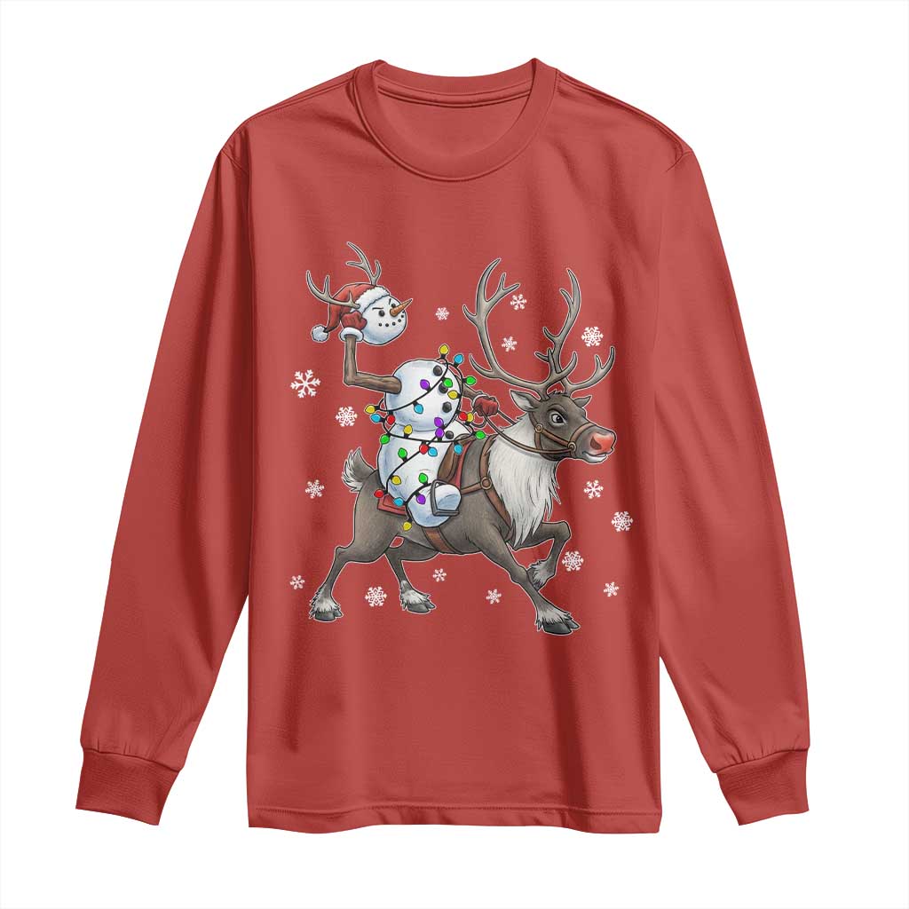 Funny Snowman Headless Horseman Long Sleeve Shirt Christmas Halloween Gift TS12 Red Print Your Wear