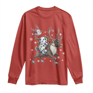 Funny Snowman Headless Horseman Long Sleeve Shirt Christmas Halloween Gift TS12 Red Print Your Wear